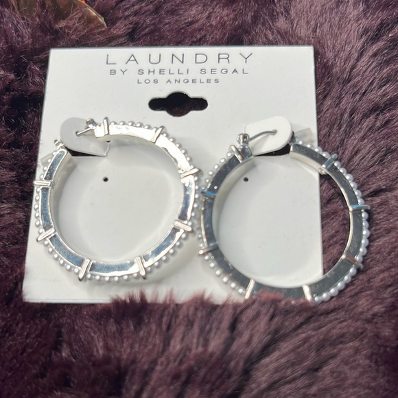 Laundry by Shelli Segal Silver Hoop Earrings - Picture 2 of 4